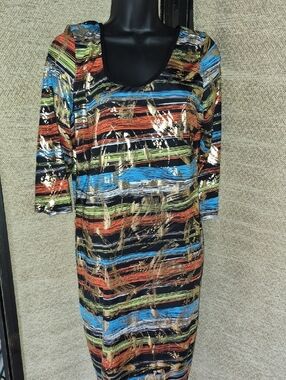 Chesley Multicolor Striped Knit Top with Metallic Gold Accents